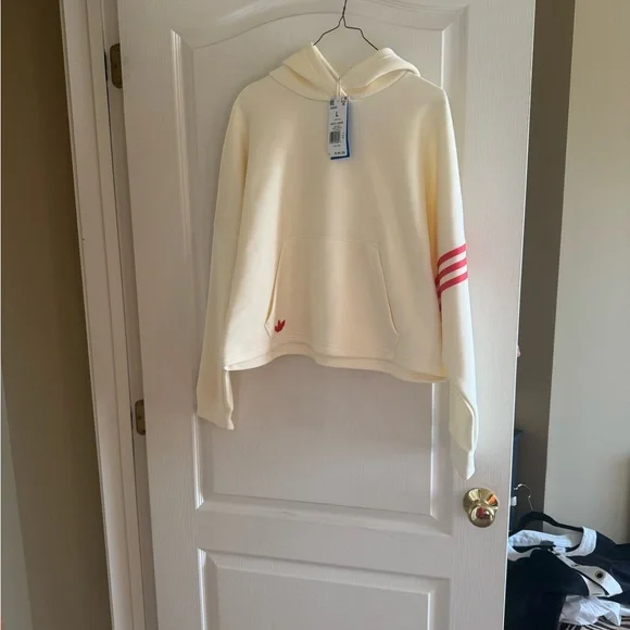 Adidas Women's Off-White Hoodie with coral Accents - Picture 1 of 4